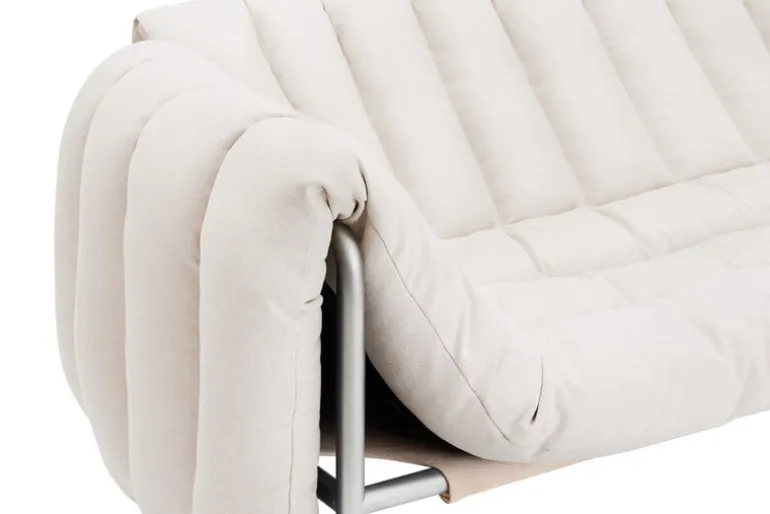 Hem Puffy 2,5 seater sofa, natural - stainless steel