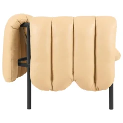 Hem Puffy 2,5 seater sofa, sand leather - black grey steel