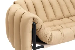 Hem Puffy 2,5 seater sofa, sand leather - black grey steel