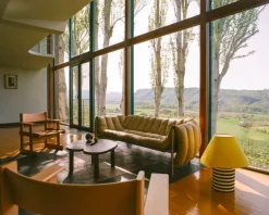 Hem Puffy 2,5 seater sofa, sand leather - black grey steel