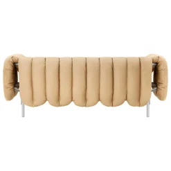 Hem Puffy 2,5 seater sofa, sand leather - stainless steel