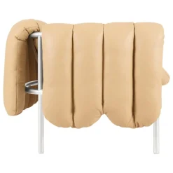 Hem Puffy 2,5 seater sofa, sand leather - stainless steel