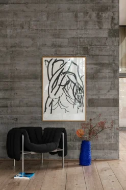 Hem Puffy lounge chair, anthracite - stainless steel