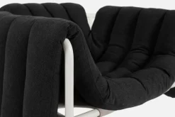 Hem Puffy lounge chair, anthracite - cream steel