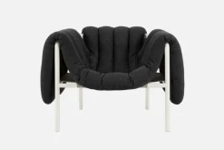 Hem Puffy lounge chair, anthracite - cream steel