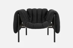 Hem Puffy lounge chair, anthracite - black grey steel