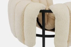 Hem Puffy lounge chair, eggshell boucle - black grey steel