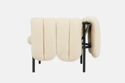 Hem Puffy lounge chair, eggshell boucle - black grey steel