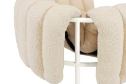 Hem Puffy lounge chair, eggshell boucle - cream steel