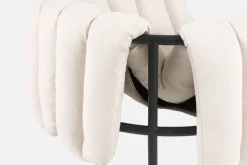 Hem Puffy lounge chair, natural - black grey steel