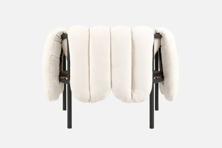 Hem Puffy lounge chair, natural - black grey steel