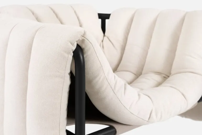 Hem Puffy lounge chair, natural - black grey steel