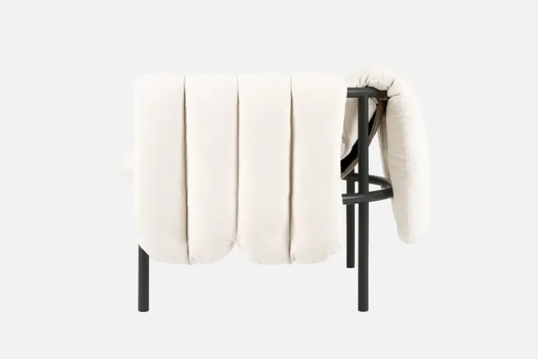 Hem Puffy lounge chair, natural - black grey steel