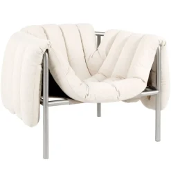Hem Puffy lounge chair, natural - stainless steel
