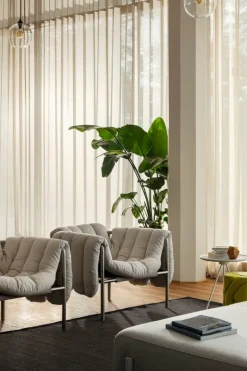 Hem Puffy lounge chair, natural - stainless steel