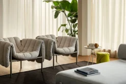 Hem Puffy lounge chair, natural - stainless steel