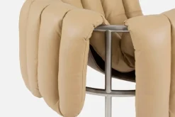 Hem Puffy lounge chair, sand leather - stainless steel