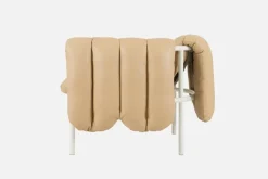 Hem Puffy lounge chair, sand leather - cream steel