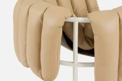 Hem Puffy lounge chair, sand leather - cream steel