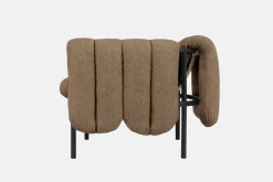 Hem Puffy lounge chair, sawdust boucle - black grey steel