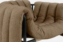 Hem Puffy lounge chair, sawdust boucle - black grey steel