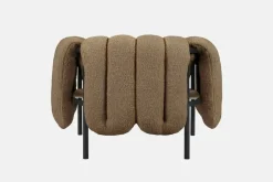 Hem Puffy lounge chair, sawdust boucle - black grey steel