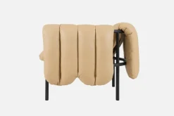 Hem Puffy lounge chair, sand leather - black grey steel