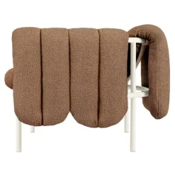 Hem Puffy lounge chair, sawdust boucle - cream steel