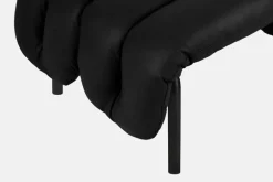 Hem Puffy ottoman, black leather - black grey steel