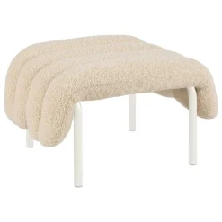 Hem Puffy ottoman, eggshell boucle - cream steel