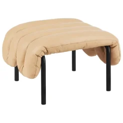 Hem Puffy ottoman, sand leather - black grey steel