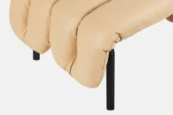 Hem Puffy ottoman, sand leather - black grey steel