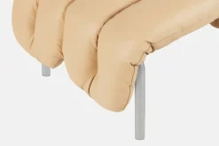 Hem Puffy ottoman, sand leather - stainless steel