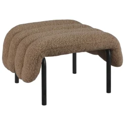 Hem Puffy ottoman, sawdust boucle - black grey steel