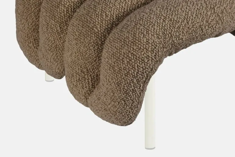 Hem Puffy ottoman, sawdust boucle - cream steel