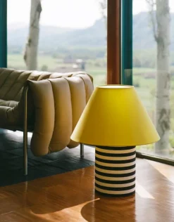 Hem Toto table lamp, large, wax yellow - black and white stripe