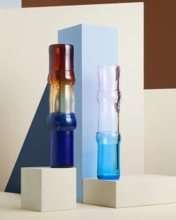 Iittala Bamboo vase,  90 x 450 mm, desert - clear - ultramarine blue