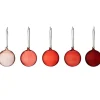Iittala Glass ball set, 80 mm, 5 pcs, red