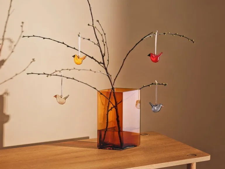 Iittala Mini glass bird, 3 pcs, red