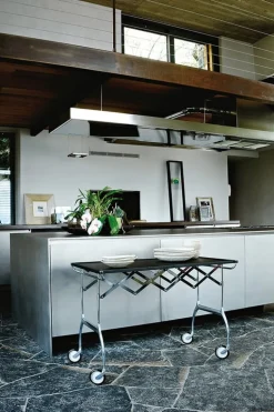 Kartell Battista folding serving trolley/side table, black - chrome