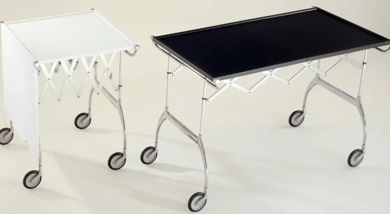 Kartell Battista folding serving trolley/side table, black - chrome