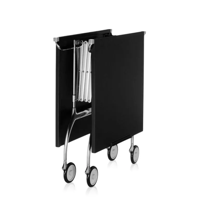 Kartell Battista folding serving trolley/side table, black - chrome