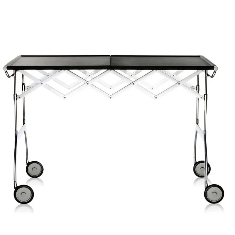 Kartell Battista folding serving trolley/side table, black - chrome