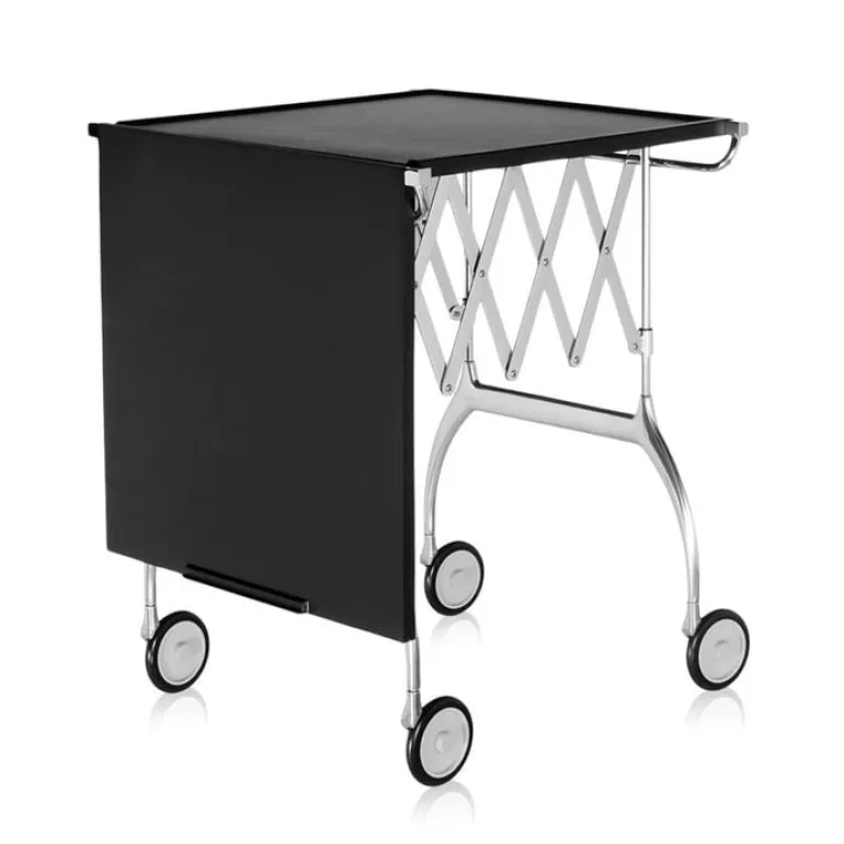 Kartell Battista folding serving trolley/side table, black - chrome
