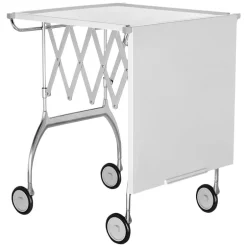 Kartell Battista folding serving trolley/side table, white - chrome