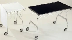 Kartell Battista folding serving trolley/side table, white - chrome