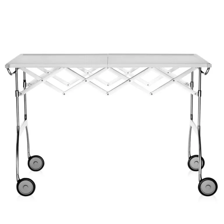 Kartell Battista folding serving trolley/side table, white - chrome