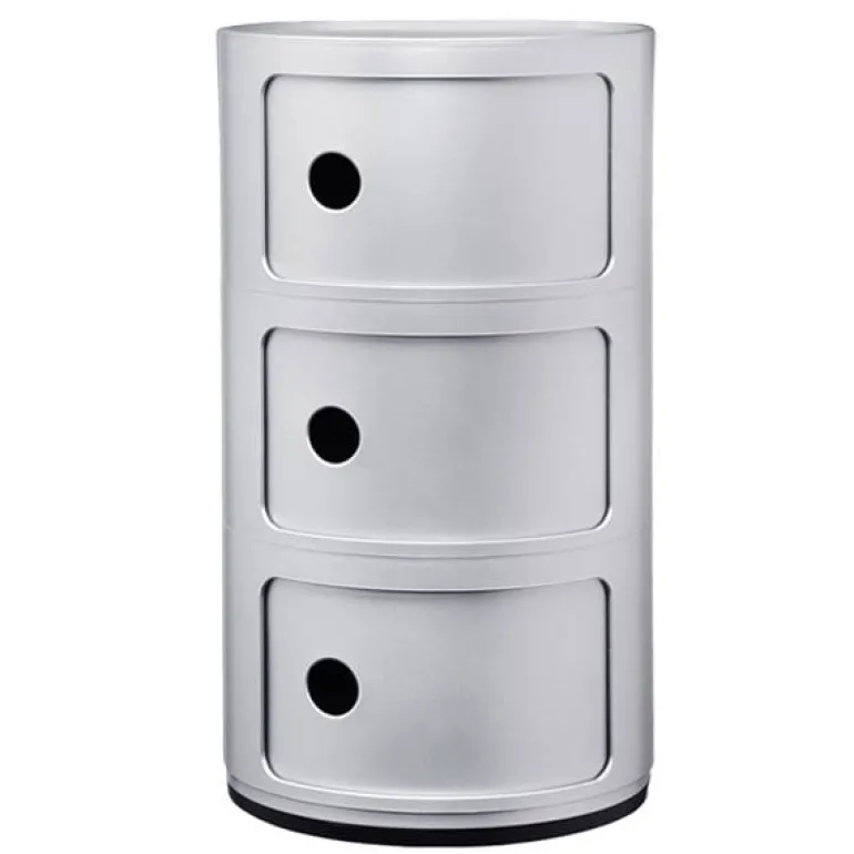 Kartell Componibili storage unit, 3 modules, silver