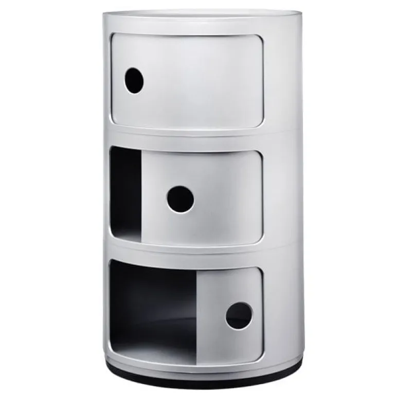Kartell Componibili storage unit, 3 modules, silver