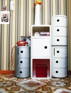 Kartell Componibili storage unit, 3 modules, silver